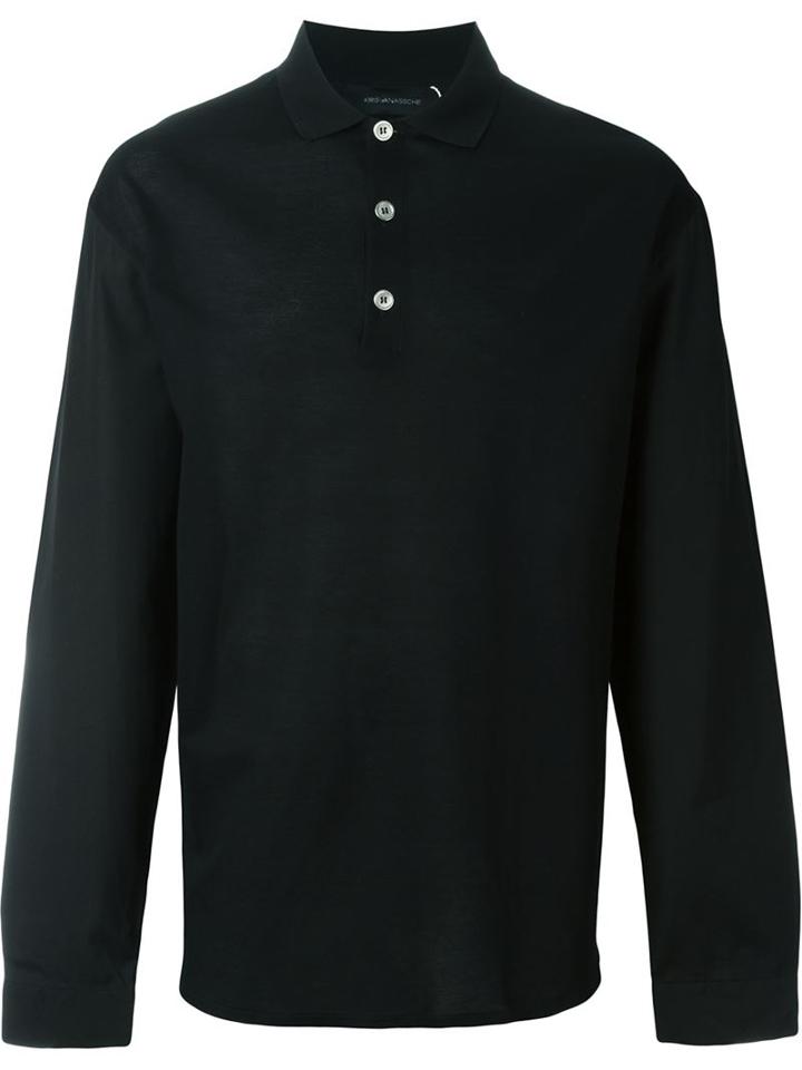 Kris Van Assche Contrast Button Long Sleeve Polo Shirt