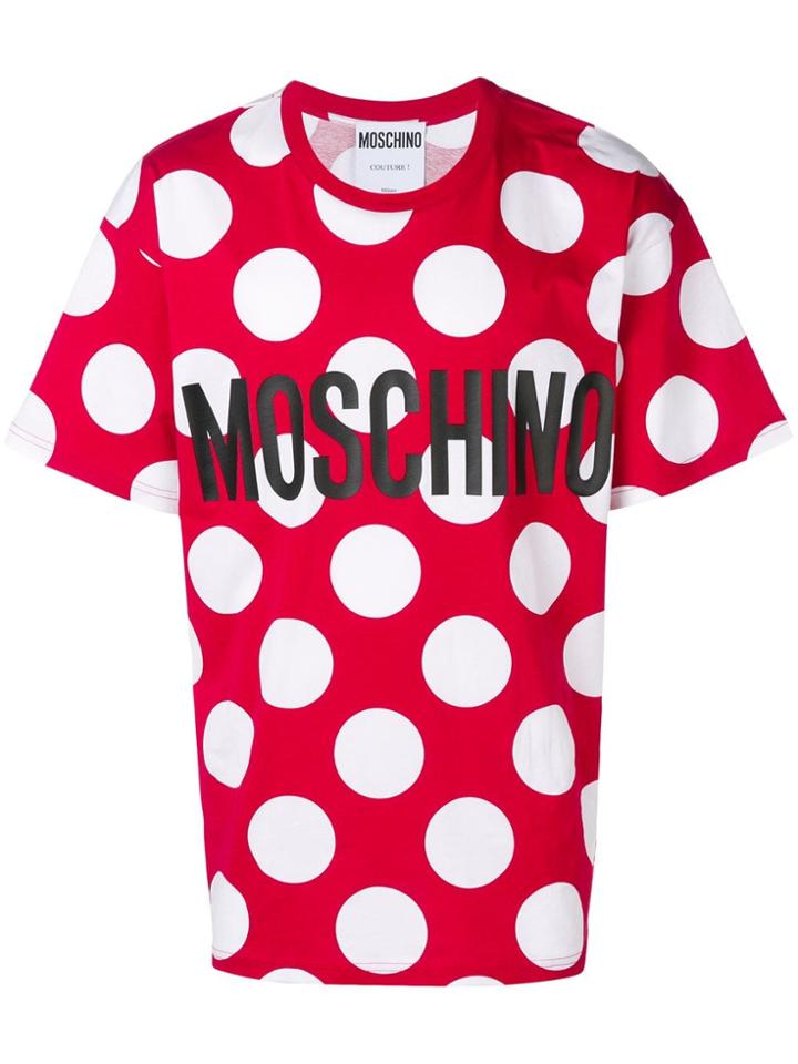 Moschino Polka Dot Print Logo T-shirt - Red