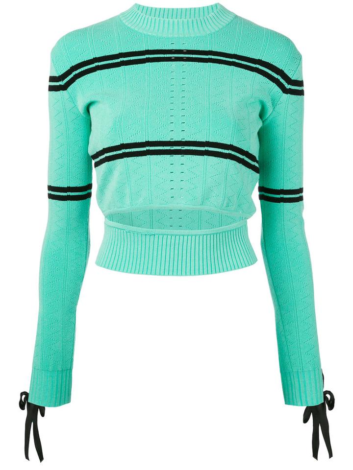 Fendi - Slit Knit Sweater - Women - Polyamide/polyester/polyurethane/viscose - 42, Green, Polyamide/polyester/polyurethane/viscose