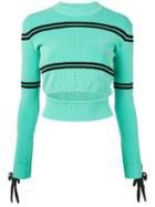 Fendi - Slit Knit Sweater - Women - Polyamide/polyester/polyurethane/viscose - 42, Green, Polyamide/polyester/polyurethane/viscose