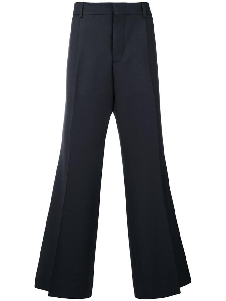 Burberry Twill Flared Tailored Trousers - Blue