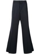 Burberry Twill Flared Tailored Trousers - Blue