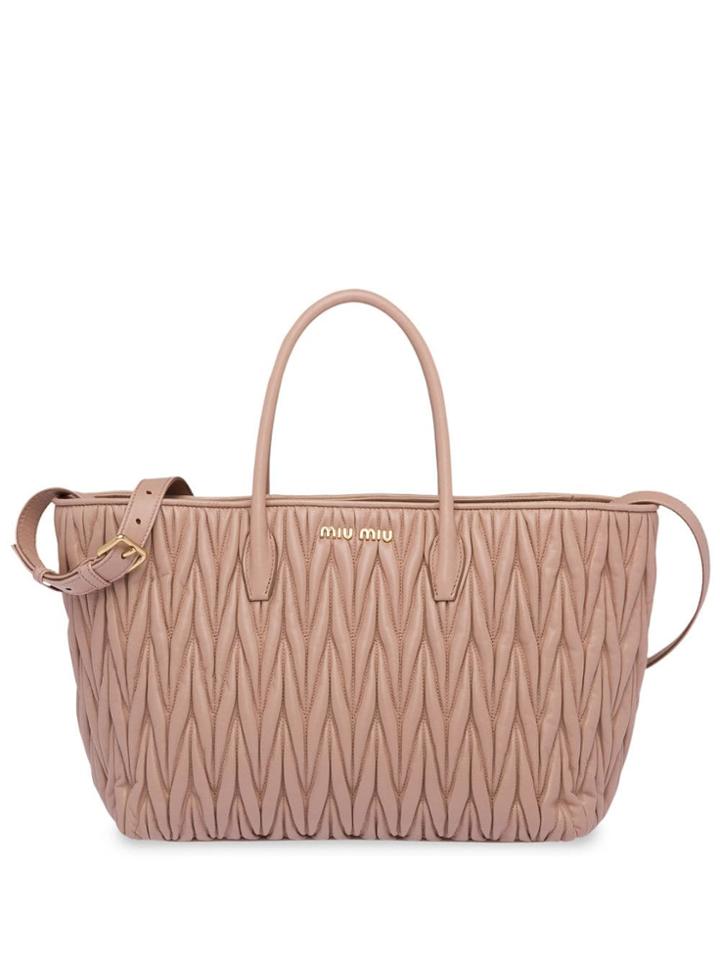 Miu Miu Matelassé Tote - Neutrals