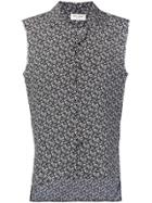 Saint Laurent Patterned Sleeveless Shirt - Black