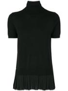 P.a.r.o.s.h. Pleated Roll Neck Top - Black
