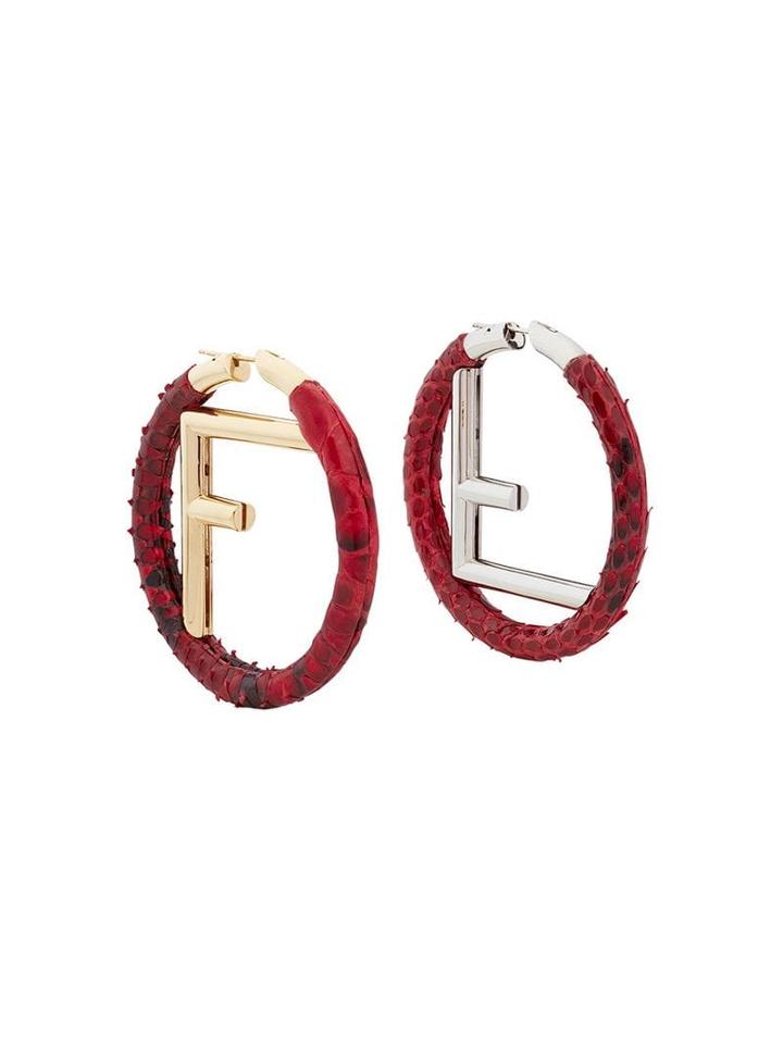 Fendi F Logo Hoops - Red