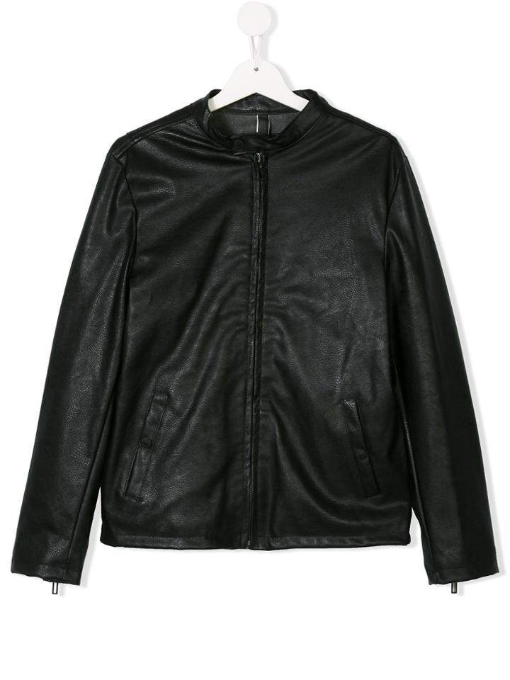 Paolo Pecora Kids Teen Faux Leather Jacket - Black