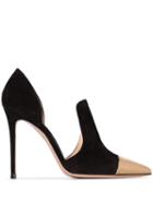 Gianvito Rossi Black 105mm Gold Toe Suede Mules