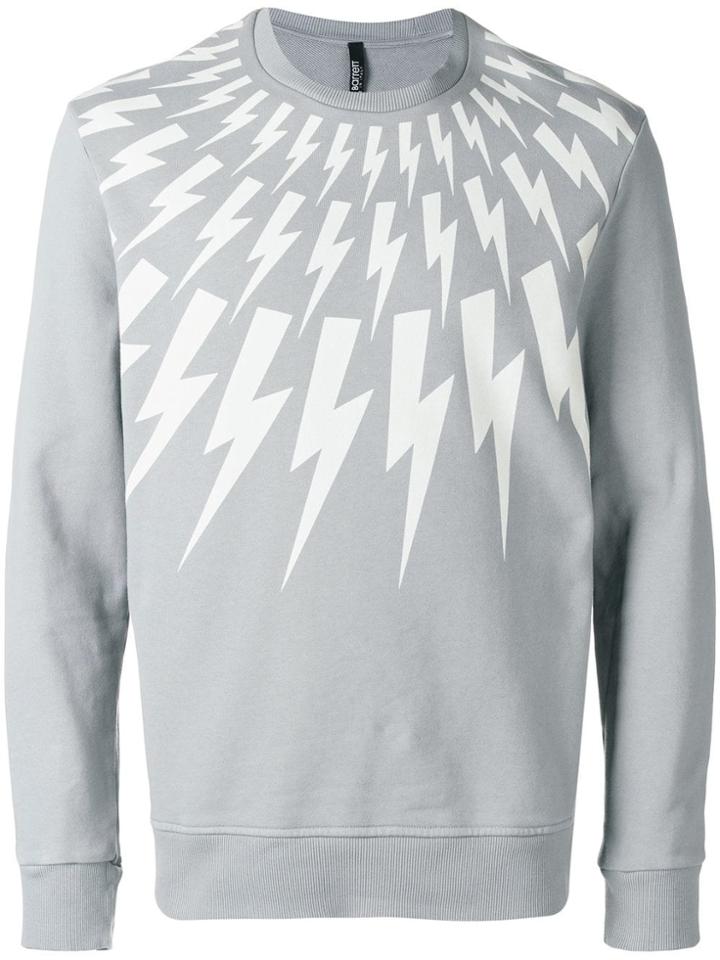 Neil Barrett Lightning Bolt Print Sweatshirt - Grey