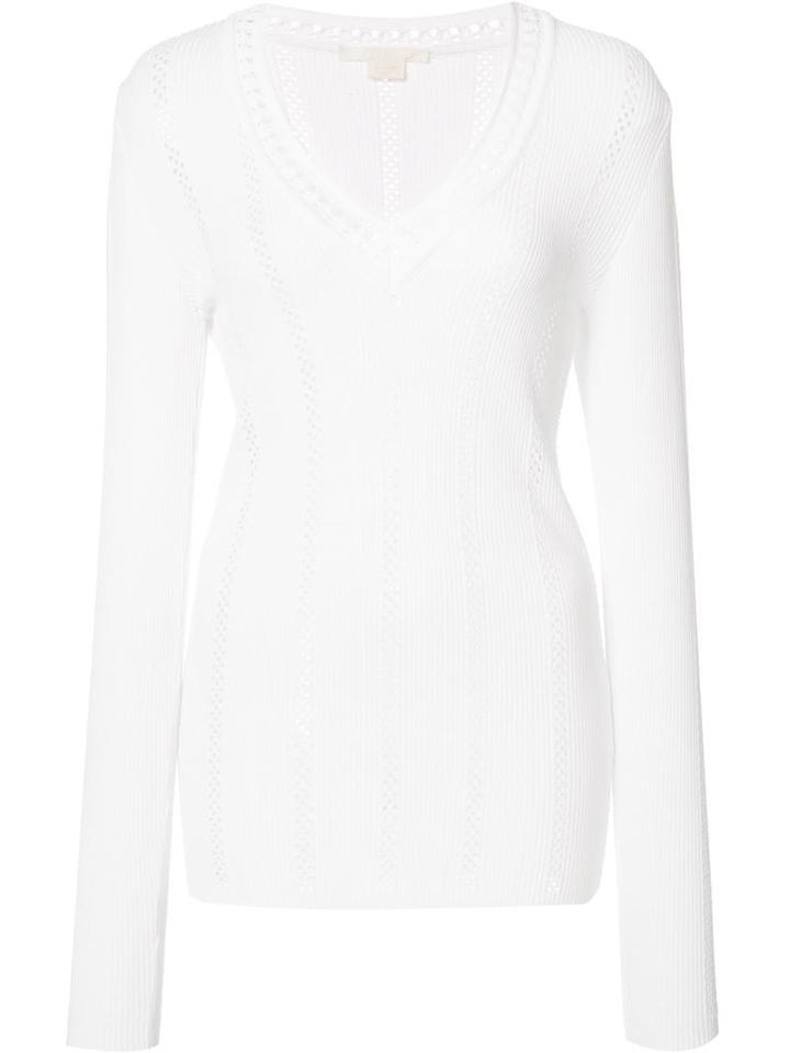 V-neck Knitted Blouse, Women's, Size: 42, White, Rayon/polyester, Antonio Berardi