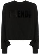 Fendi Logo Sleeve Cotton Sweatshirt - Black