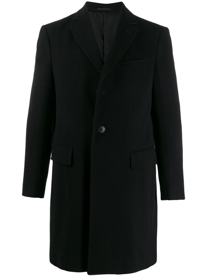 Z Zegna Textured Single-breasted Coat - Black