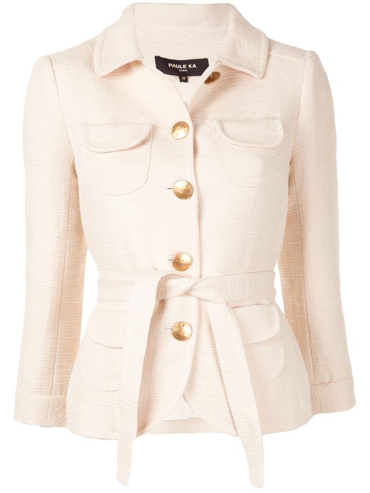 Paule Ka Long Sleeve Fitted Jacket - White