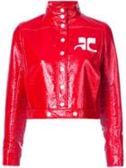Courrèges Logo Patch Cropped Bomber Jacket - Red
