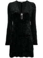 Miu Miu Crystal Star Detail Velvet Dress - Black
