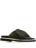 Ganni Green Veda Crossover-fabric Leather Slides