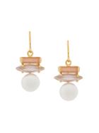 Wouters & Hendrix Technofossils Sunstone, Cat's Eye And Pearl Earrings