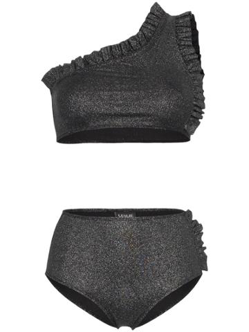 Leslie Amon Tamini One Shoulder Ruffle Bikini - Black