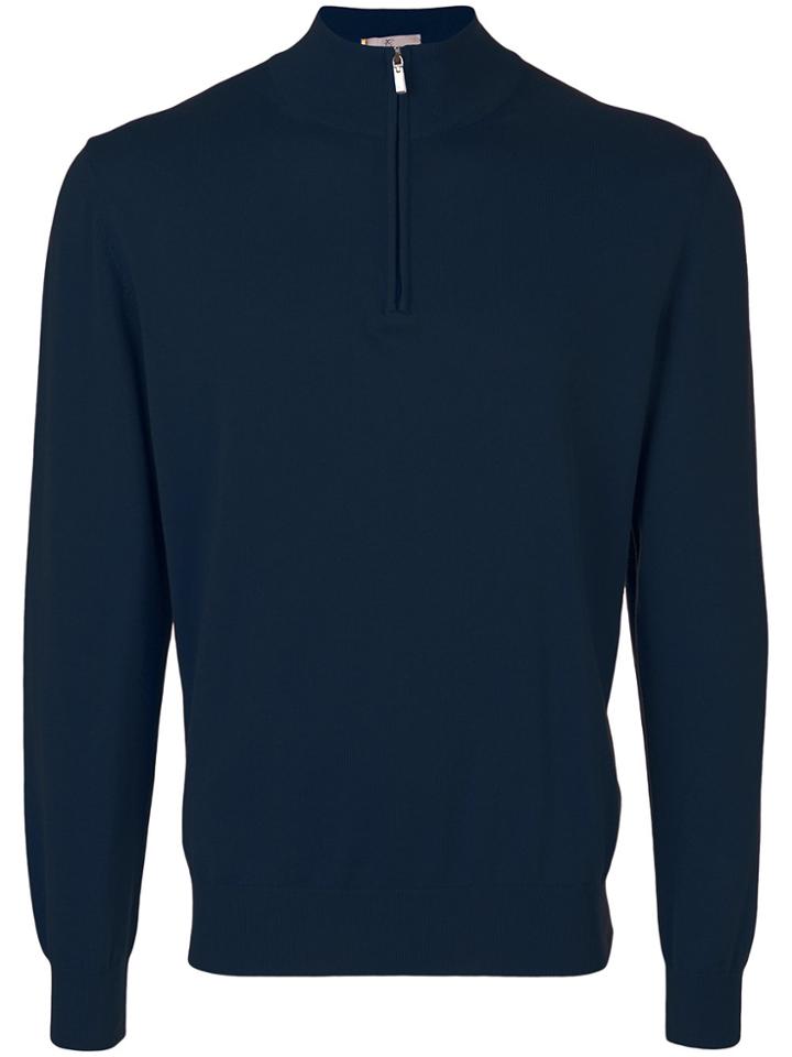 Canali Zip-neck Sweater - Blue