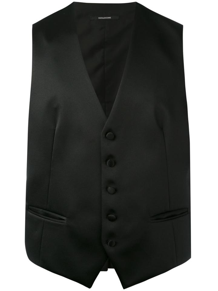 Tagliatore - Classic Buttoned Waistcoat - Men - Polyester/cupro - 52, Black, Polyester/cupro