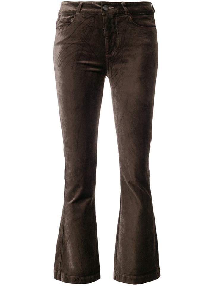 Paige Cropped Flared Velvet Trousers - Grey