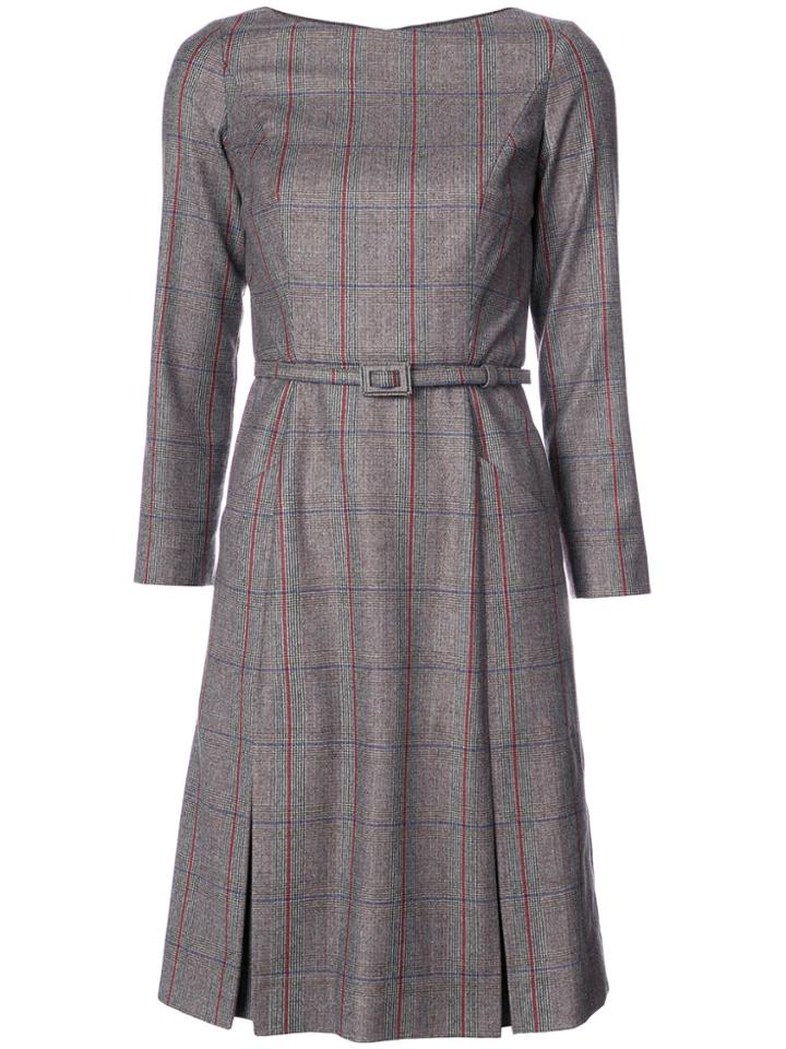 Carolina Herrera Tartan Structured Skater Dress - Grey
