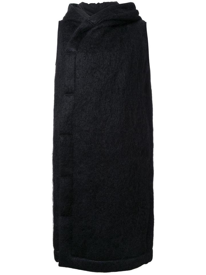 Rick Owens Sleeveless Hooded Coat, Women's, Size: 38, Black, Mohair/wool/nylon