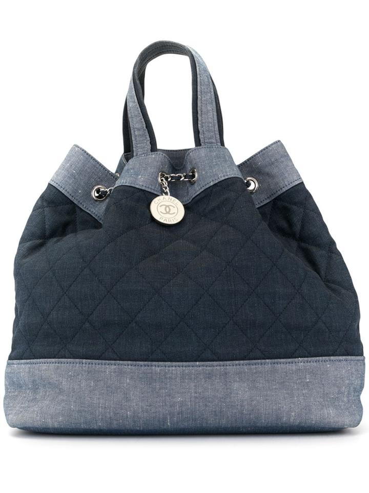 Chanel Pre-owned Diamond Quilted Denim Backpack - Blue