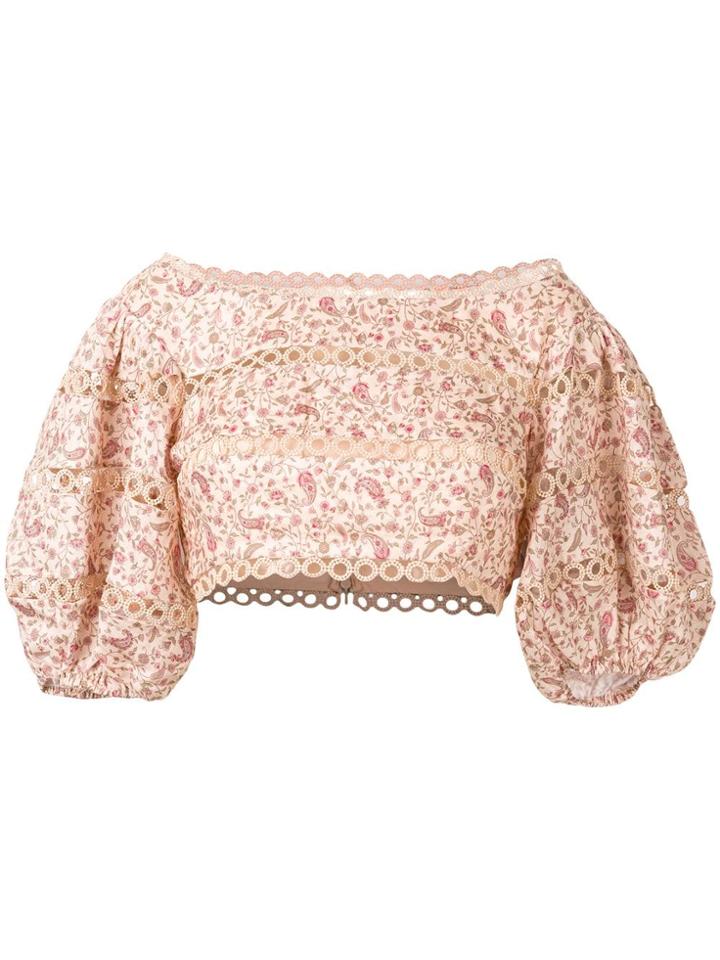 Zimmermann Cropped Printed Blouse - Neutrals