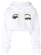 Chiara Ferragni Cropped Beaded Winking Hoodie - White