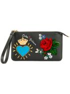 Dolce & Gabbana Print And Appliqué Clutch Bag - Black