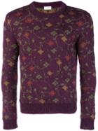 Saint Laurent Floral Intarsia Sweater - Pink & Purple