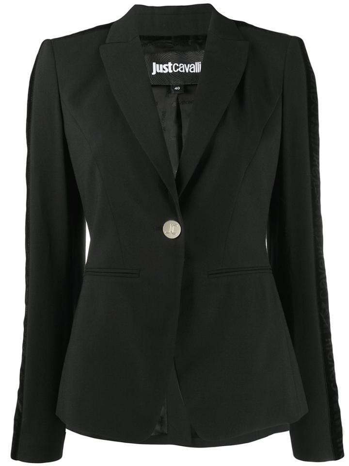 Just Cavalli Velvet Trim Blazer - Black