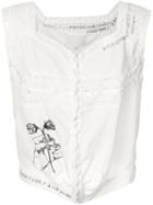 Maison Margiela Boxy Lace Trim Blouse, Women's, Size: 42, White, Cotton