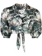 Patbo Palm Print Cropped Shirt - Neutrals