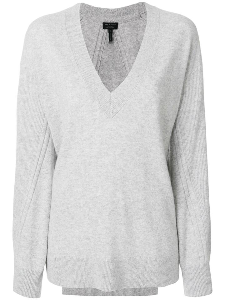 Rag & Bone V-neck Ribbed Sweater - Grey