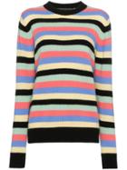 The Elder Statesman Multicolour Stripe Round Neck Sweater -