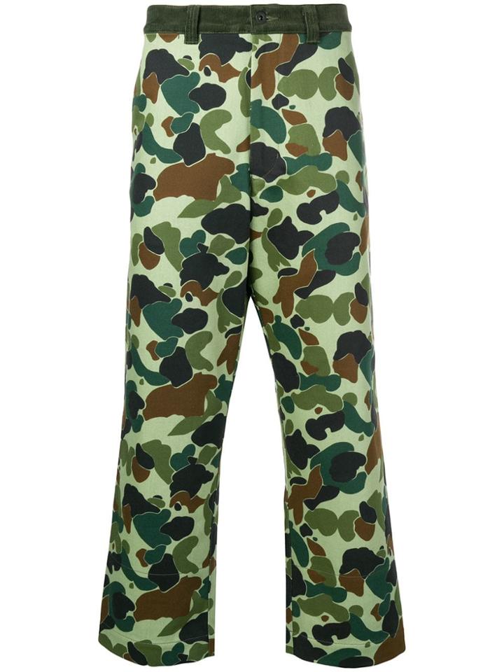 Junya Watanabe Man Camouflage Print Straight-leg Trousers - Green