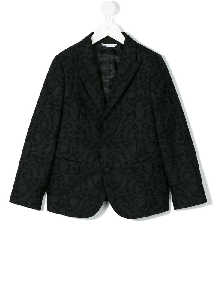 Dolce & Gabbana Kids - Printed Blazer - Kids - Cotton/polyester/cupro/viscose - 10 Yrs, Black