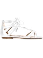 Aquazzura Beverley Hills Sandals, Women's, Size: 37, Grey, Suede