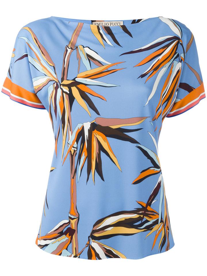 Emilio Pucci Printed T-shirt, Women's, Size: 40, Blue, Silk/viscose