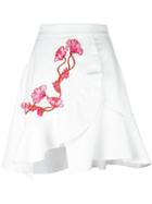 Carven Embroidered Wrap Skirt, Women's, Size: 40, White, Silk/cotton/acetate