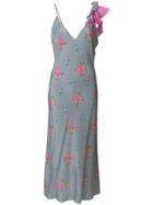 Natasha Zinko Floral Print Ruffle Detail Dress - Grey