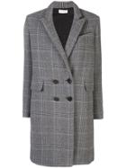 Beau Souci Check Patterned Double-breasted Coat - Grey