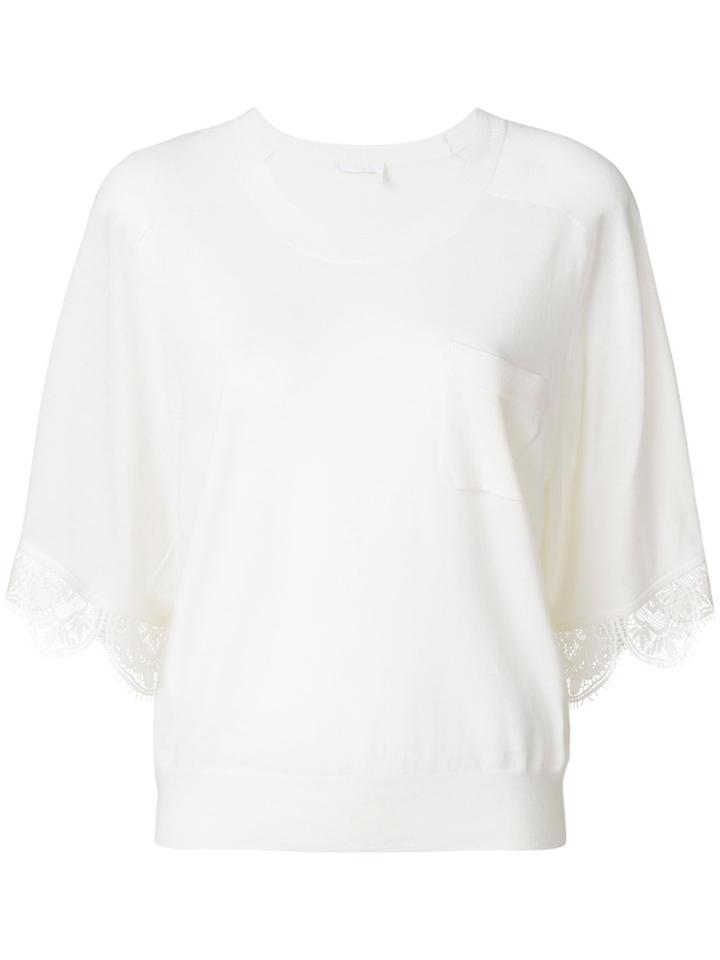 Chloé Lace-hem Knitted Top - Nude & Neutrals