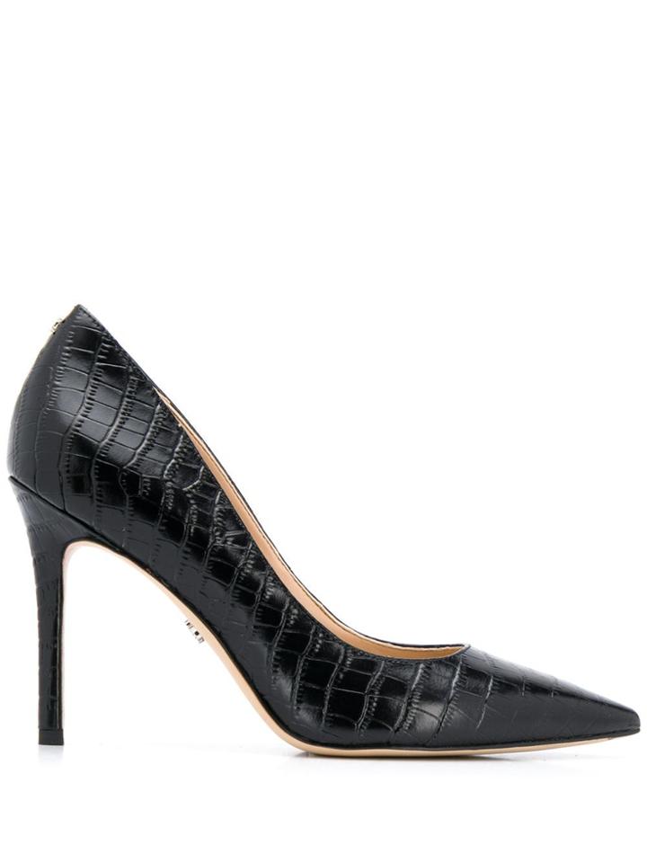 Sam Edelman Crocodile Embossed Leather Pumps - Black