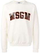 Msgm Logo Print Sweatshirt, Men's, Size: Xl, Nude/neutrals, Cotton