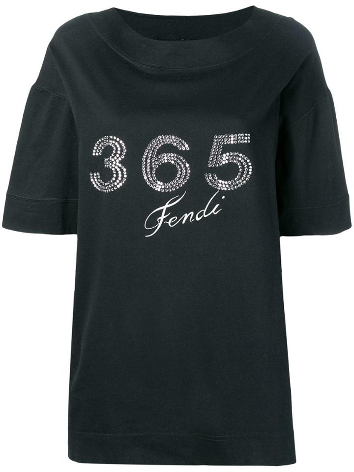 Fendi Vintage 1980's 365 Rhinestone T-shirt - Black