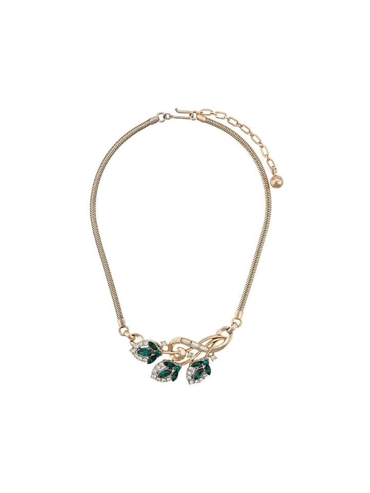 Susan Caplan Vintage 1960's Floral Centre Piece Necklace - Gold