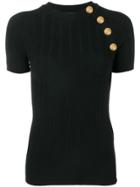 Balmain Knitted T-shirt Top - Black